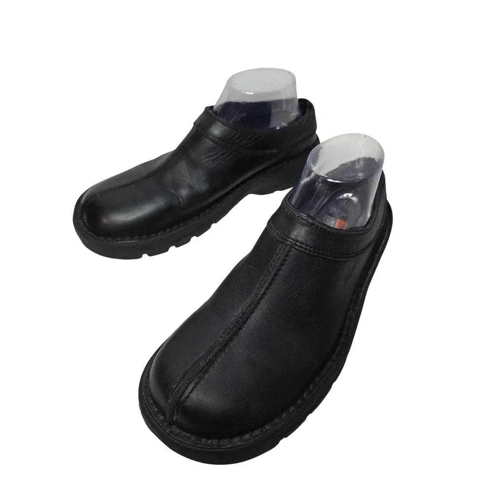 Dr. Martens‎ Vintage Black LeatherCenterSeam SlipOn MulesClogs AirWair Ms 7 Ws 8
